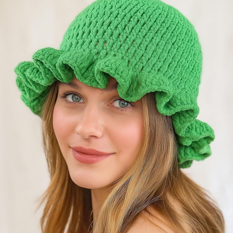 Ahouws Crochet Bucket Hat Women Trendy Knit Floppy Cap Cute Boho Handmade Beanies Outdoor Boho Travel Fishing Hat - Image 5